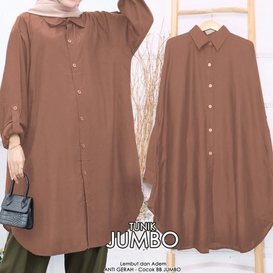 New Tunik Putih Wanita Remaja Muslim Kekinian Syari Polos Baju Kmeja Jumbo Terbaik