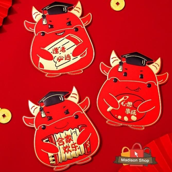 

DFG - ZXT006 Angpao Kerbau Merah Mini 3D isi 3 Ampao Gantung Imlek Kecil TERLARIS