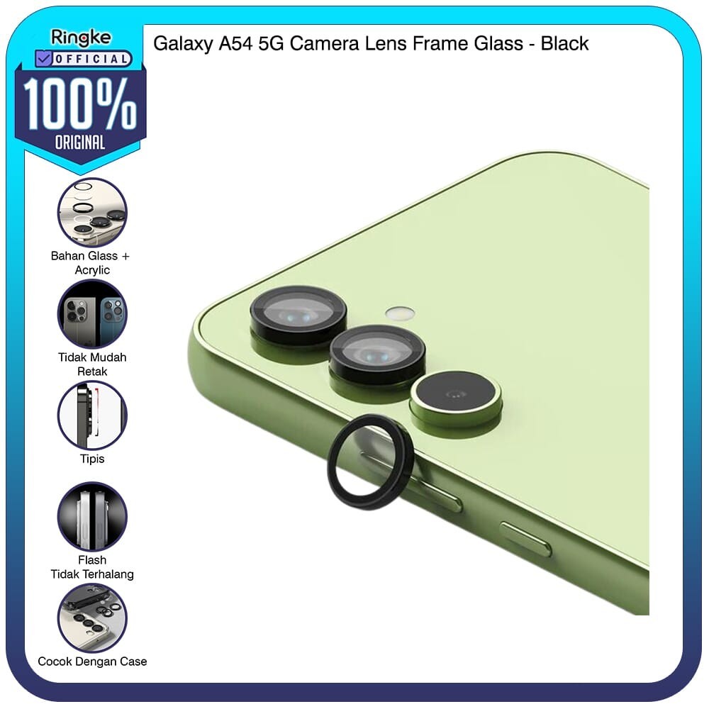 Ringke Samsung A54 5G Camera Lens Frame Glass Black Pelindung Kamera