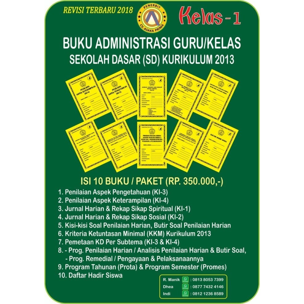 [COD] Buku Administrasi Guru Kelas Sekolah Dasar Sd Kurikulum 2013 Diskon