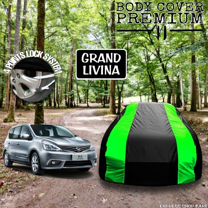 [Ori] Sarung Mobil Grand Livina List 2 Hijau Body Cover Mobil Grand Livina Limited