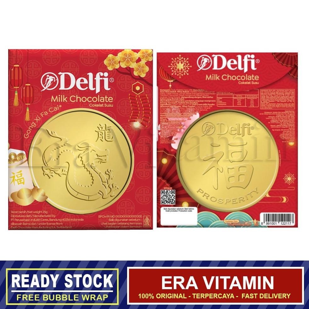 

TRE (BOX) DELFI Gold Coin Milk Chocolate Imlek CNY Chococoin isi 10 pcs koin coklat naga TERLARIS