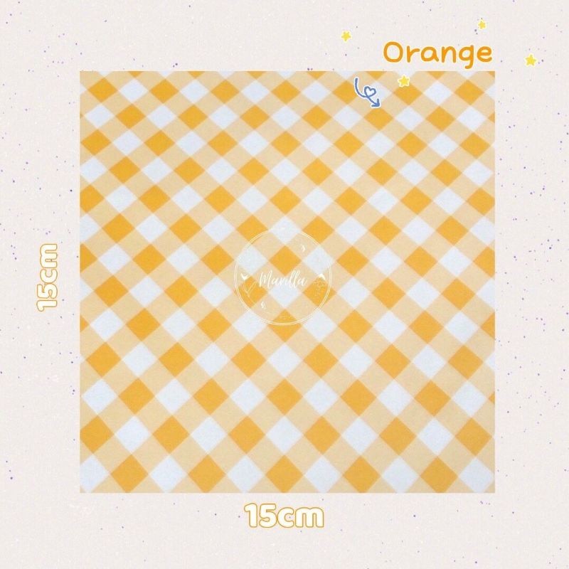 Kertas Alas Kue Roti Bento Cake Motif Kotak-Kotak 15X15 Foodgrade Wrap Greaseproof R