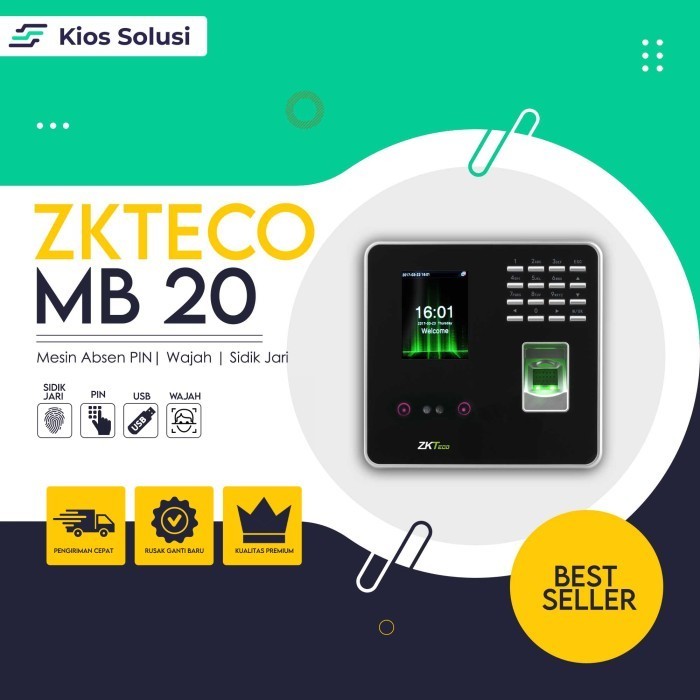 [Baru] Fingerprint Murah  Zkteco Mb20  Mesin Absensi Wajah  Face Detection Diskon