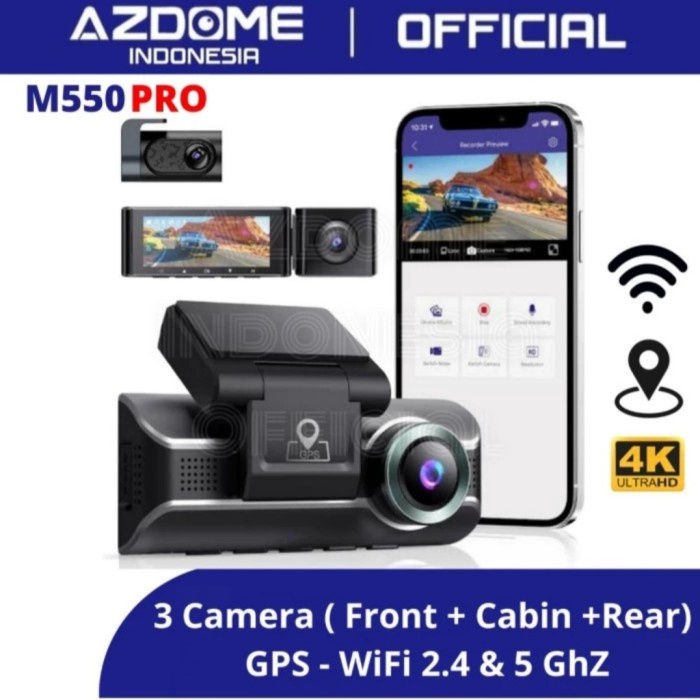 Azdome M550 PRO Dash Cam 3 Kamera 4K WiFi GPS