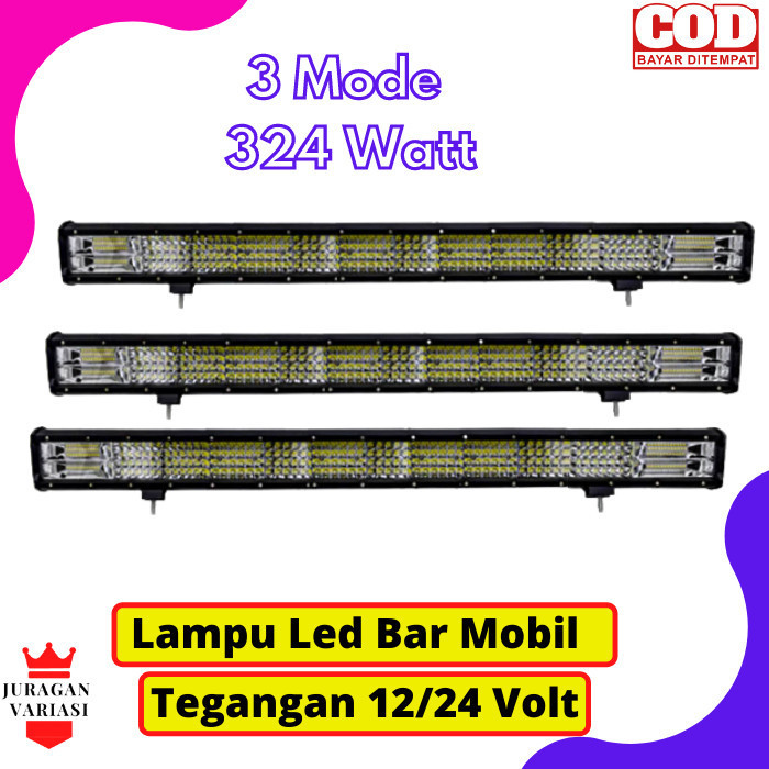 [New] Lampu Variasi Led Bar Sorot Offroad Mobil 3 Row 3 Mode 80 Cm 324 Watt Berkualitas