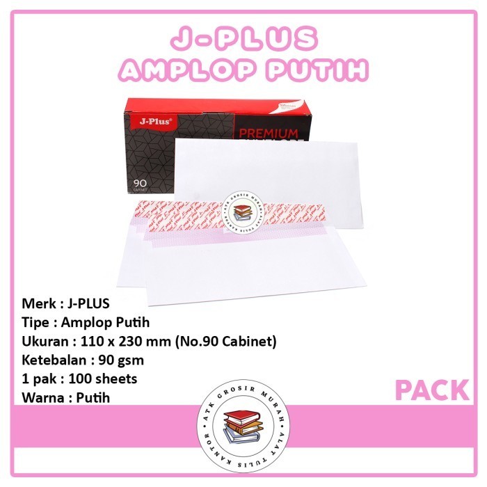 

Amplop Putih Polos Jplus Merah No.90 90Gsm
