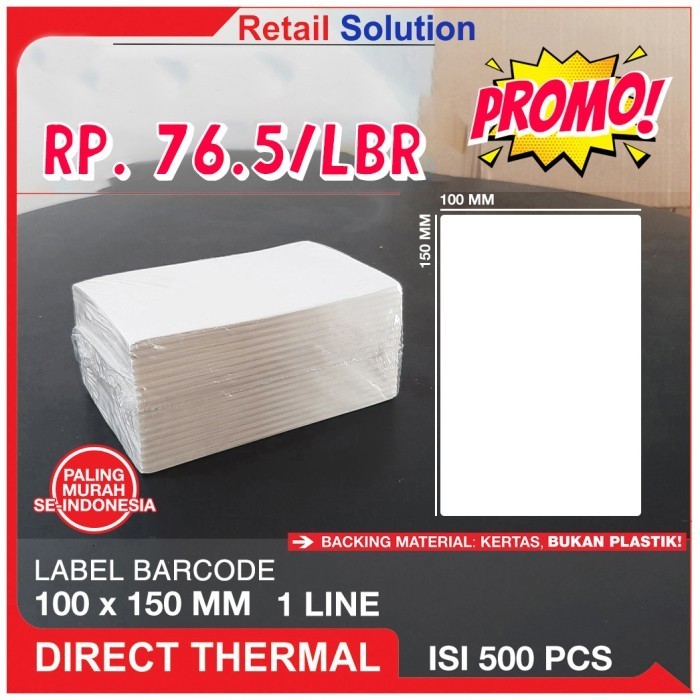

Label Thermal Resi Stiker 100X150 Mm / 100 X 150 Mm / 100X150Mm Zigzag