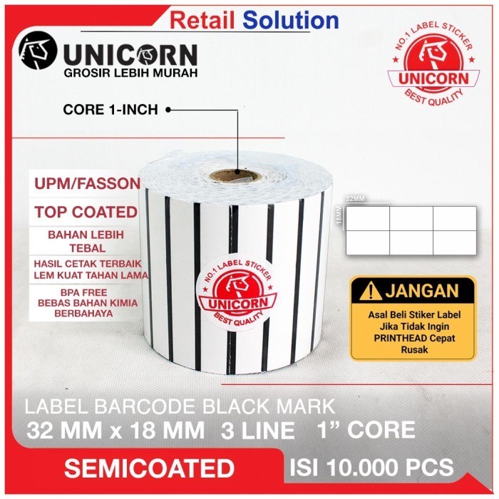 

Stiker Kertas Label Barcode Ukuran 32X18Mm 1Roll