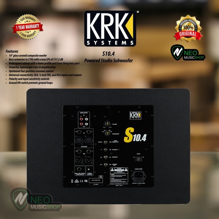 PROMO KRK S10.4 POWERED STUDIO SUBWOOFER 10" GLASS ARAMID COMPOSITE WOOFER #ORIGINAL
