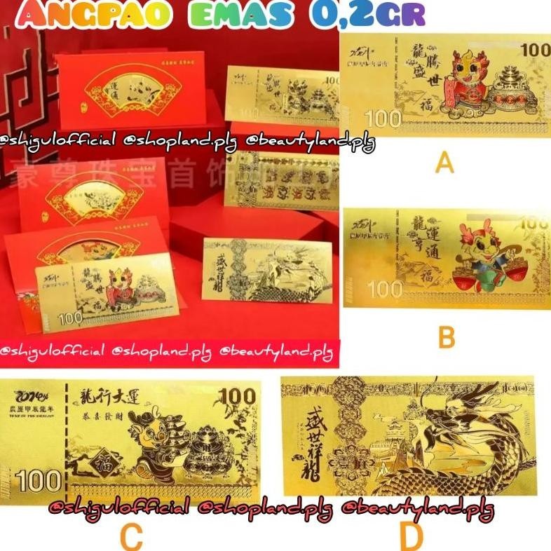 

TIO Angpao Emas Naga 2024 Angpao Gold 24k Angpao Box Money Uang Kertas Emas Naga Dragon Imlek 2024 SERTIFIKAT TERLARIS