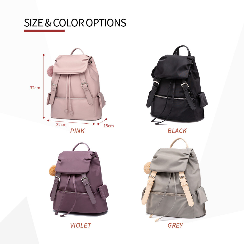 [BEAUTY LR COLLECTION] FULL DESIGN Flora Tas Ransel Tas Sekolah Wanita Nylon Tali Serut Backpack