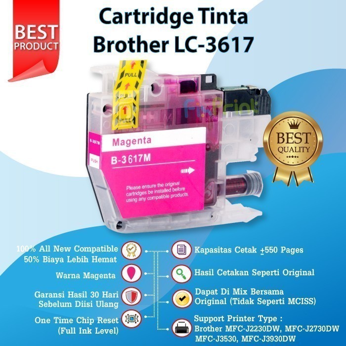 Satu Set Cmyk Cartridge Tinta Lc3617 Mfc-J3530Dw J3930Dw J2730 Best