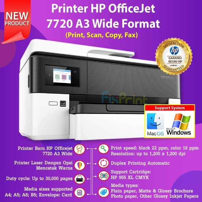 Printer Hp Officejet 7720 A3 Print Scan Copy Fax Wireless All In One Best