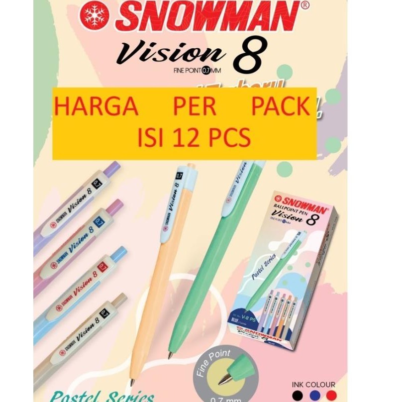 

BOLPEN PEN SNOWMAN V8 PASTEL 0.7mm / PULPEN PASTEL VISION 8 SEMI GEL