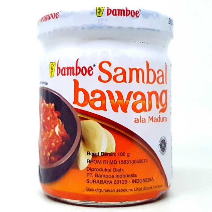 

\\\\\] BAMBOE SAMBAL BAWANG ALA MADURA 100gr SAMBEL HALAL MUI BOTOL KACA