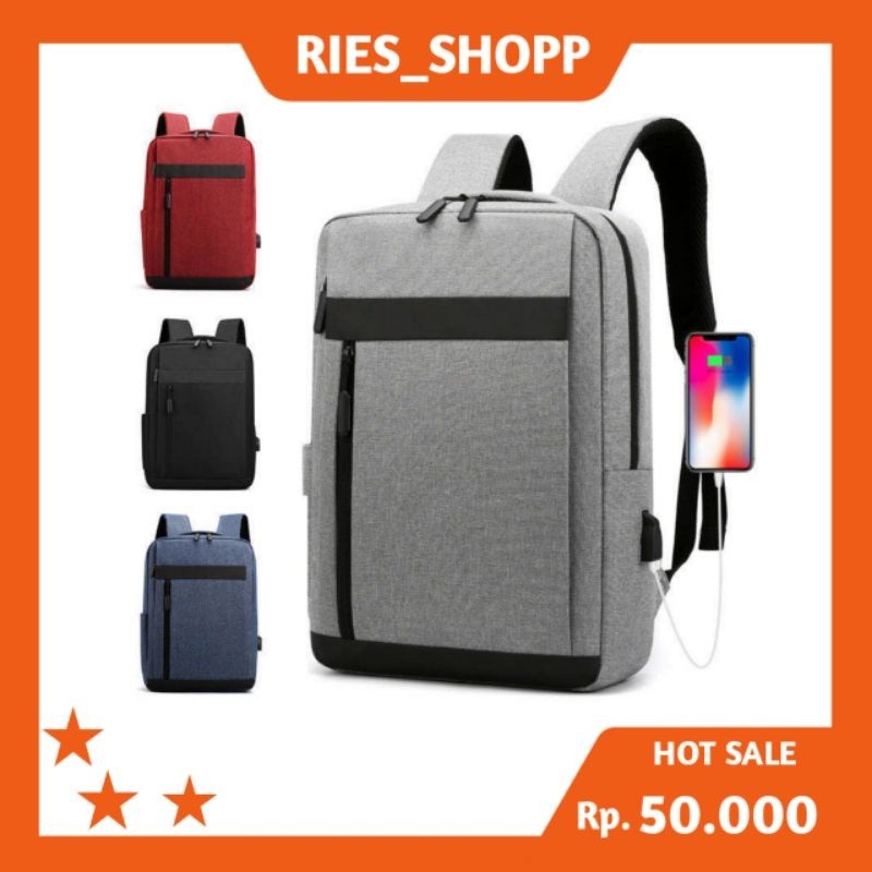 TAS LAPTOP KUAT ANTI AIR // TAS RANSEL BACKPACK PRIA WANITA KANVAS LAPTOP 14 INCH