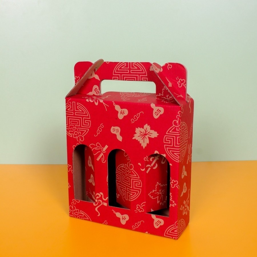 

10 Pcs Kardus Die Cut Jinjing Botol 250ml Merah Imlek 2 uk 16.8 x 5.5 x 18 cm