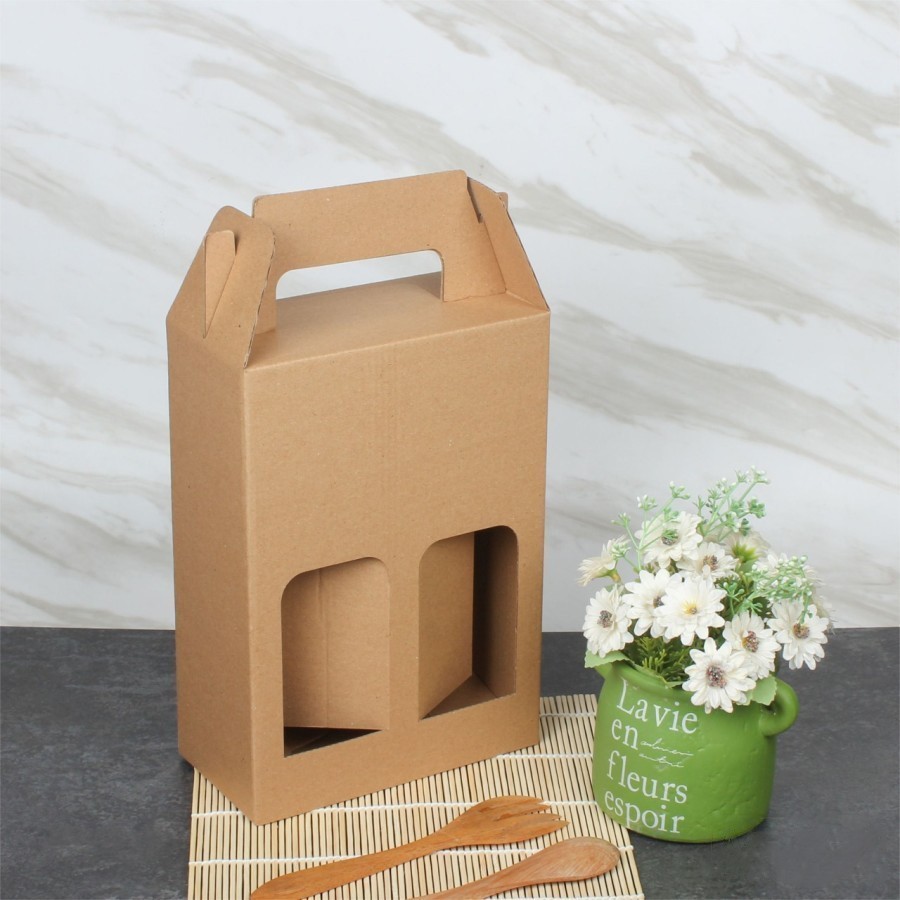 

10 Pcs Dus Jinjing Box isi 2 Botol 1 Liter Coklat Polos uk 18 x 9 x 25.5 cm