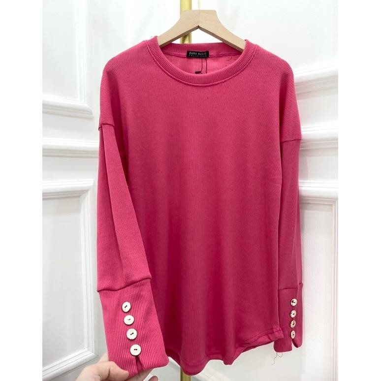 Terbaru KAOS RIB KNITTED GANI TOP KANCING  DITANNGAN BLOUSE RAJUT GROSIR PGMTA JAKARTA MURAH MANSET 