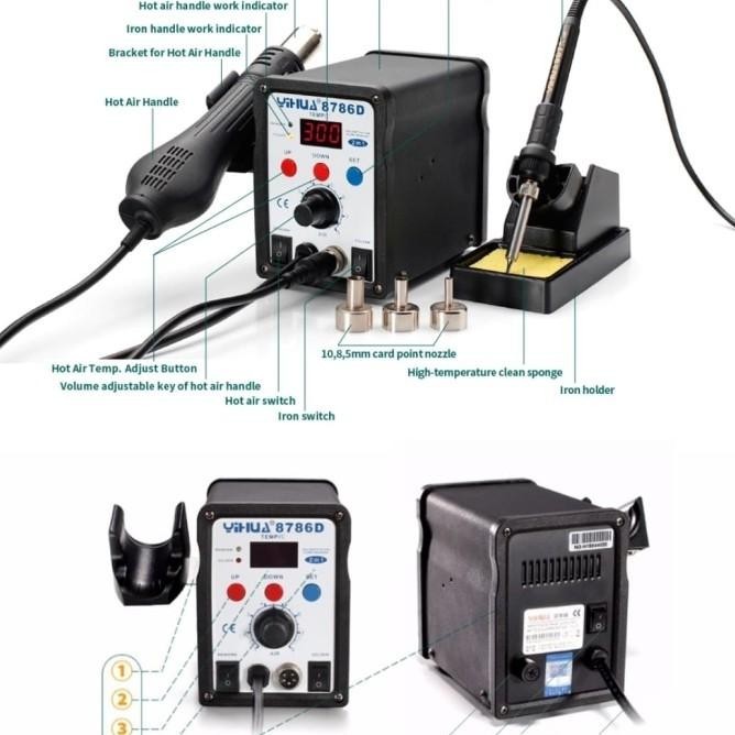 Yihua 8786D 2In1 Blower + Solder Smd Rework Station Hot Air Gun