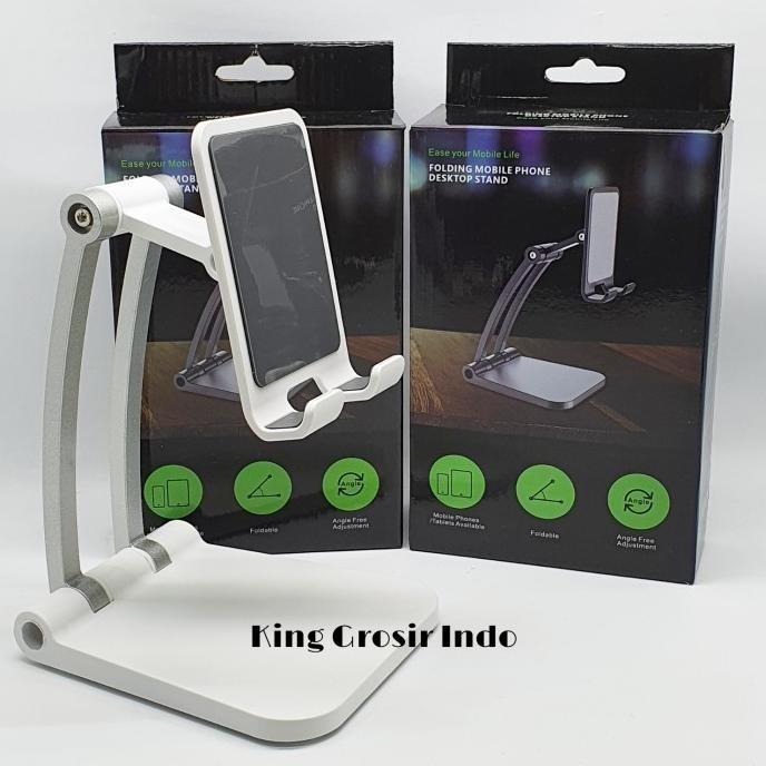 Kekinian FOLDING MOBILE PHONE STAND / Dudukan HP Full Stainless ,,
