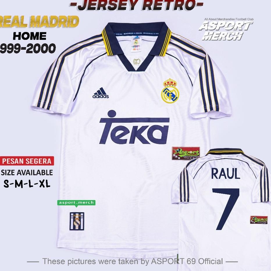 JERSEY BOLA RETRO MADRID RETRO HOME 1999 2000 JERSEY MADRID RETRO TEKA WHITE 99 2000 IMPORT