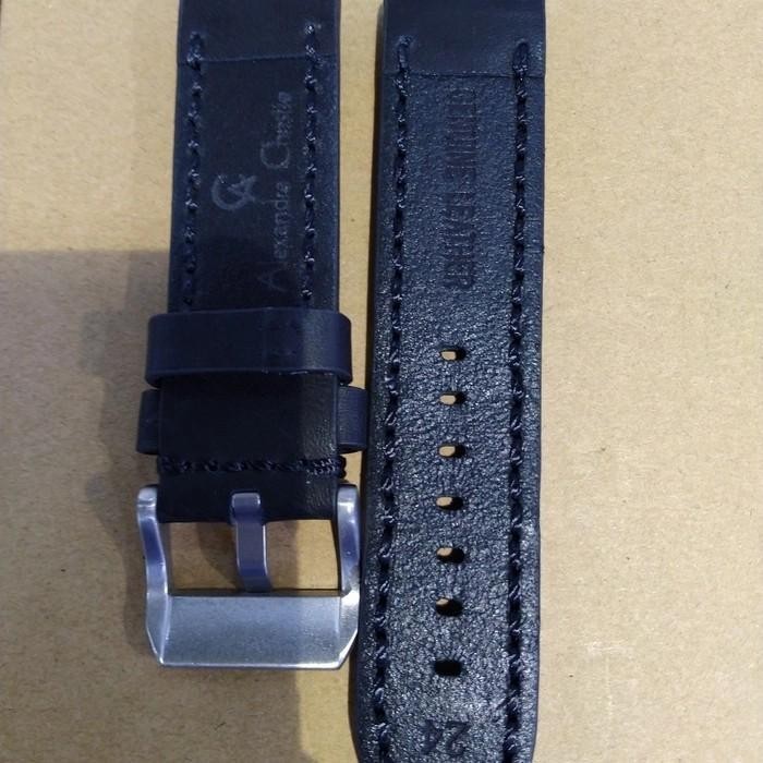 Tali Jam Kulit Alexandre Christie Ac Original Strap Leather Hitam