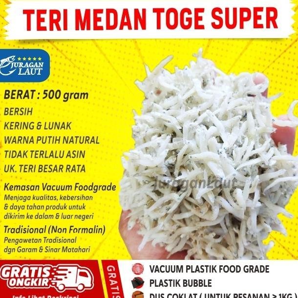 

Ikan teri toge medan toge Super 500 gram asli kering Grade A Premium