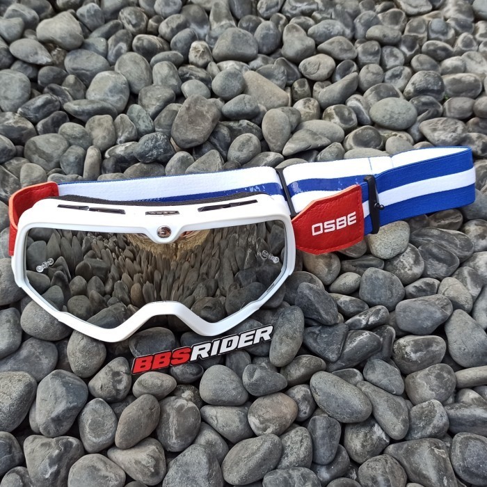Kacamata Goggle cross trail Osbe Barstow Putih full set
