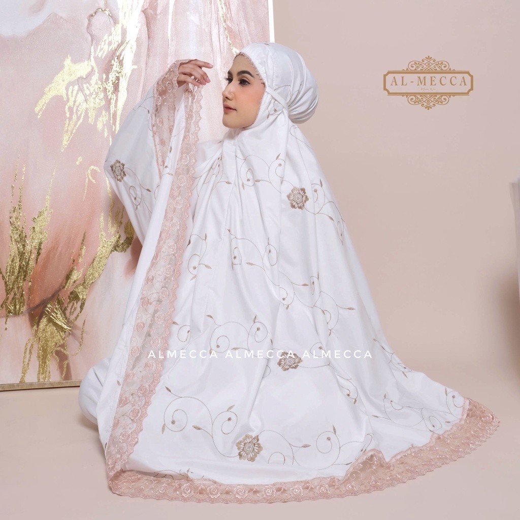 [SYAR'I MINERV] ALMECCA - Mukena Dewasa Bordir Tratai Renda Mewah