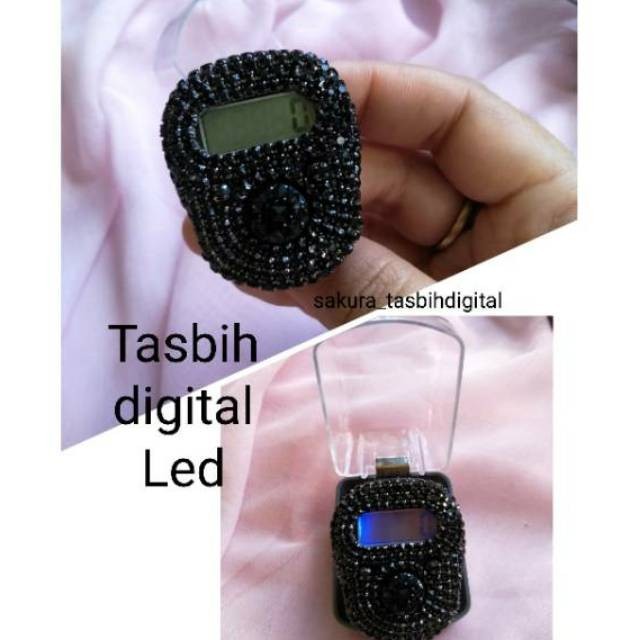 [SYAR'I MINERV] seri HITAM - PREMIUM tasbih digital LED / LED Alarm swarovski - Basic Hitam