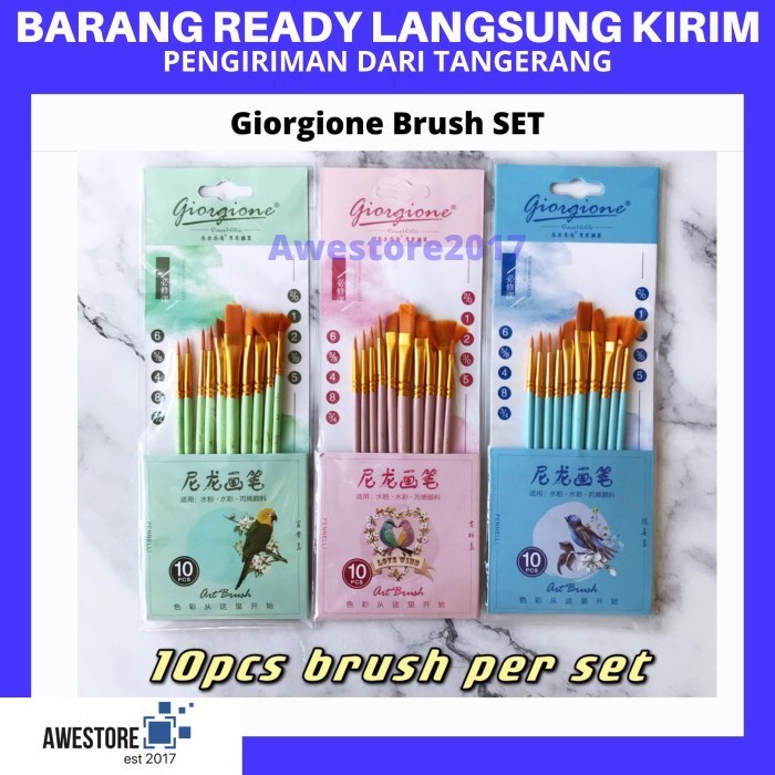 

Terjangkau Giorgione Brush Set G-188 Kuas Lukis Set 10 Bird Series Water Color