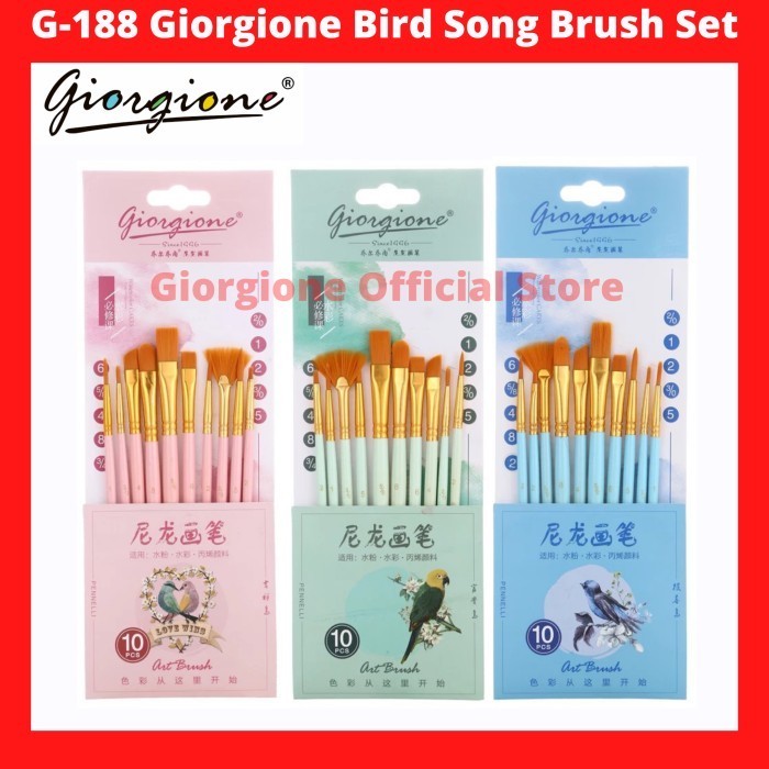 

Terjangkau G-188 Giorgione Brush Set Round Liner Kuas Lukis Set 10 Bird Series