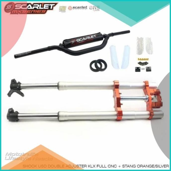 shock depan klx usd up sidedown scarlet full cnc paketan stang fatbar