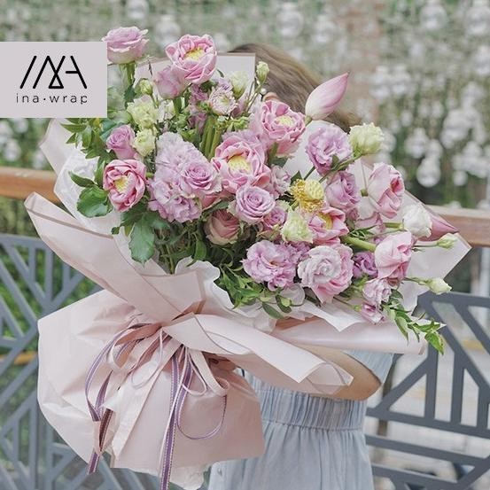 

Terlaris flower wrapping paper/kertas buket bunga BOPP list gold