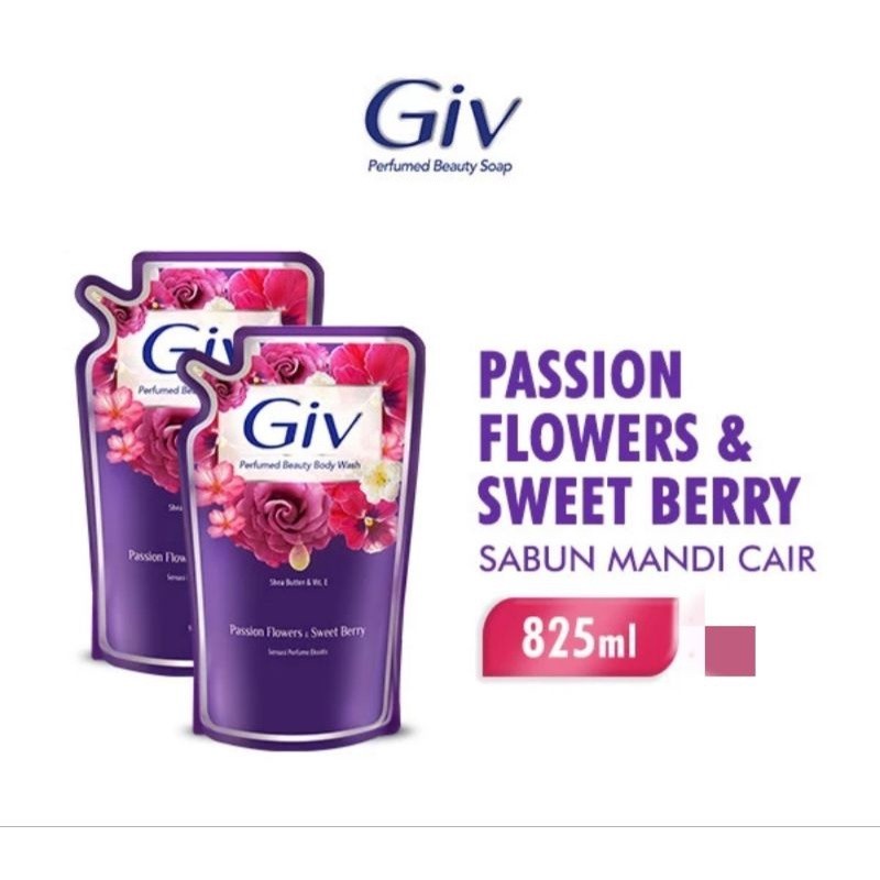 GIV Body Wash Sabun Mandi Cair 825ML Refill  Jumbo Flower Glowing White Beauty GIV Perfumed