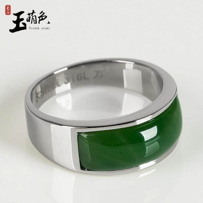 Cincin - Xinjiang Jasper Cincin Untuk Pria Dan Wanita Hetian Giok Alami Cincin