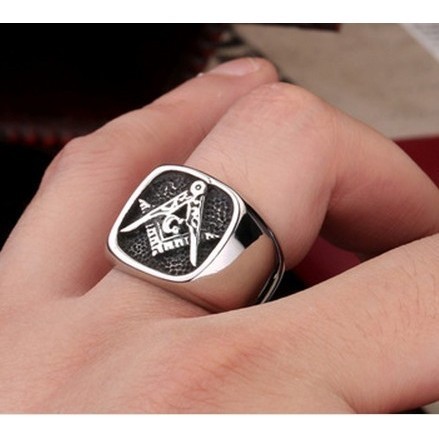 Cincin - Cincin Pria Huruf G Signet Simbol Logo Inisial Mason Ring Titanium