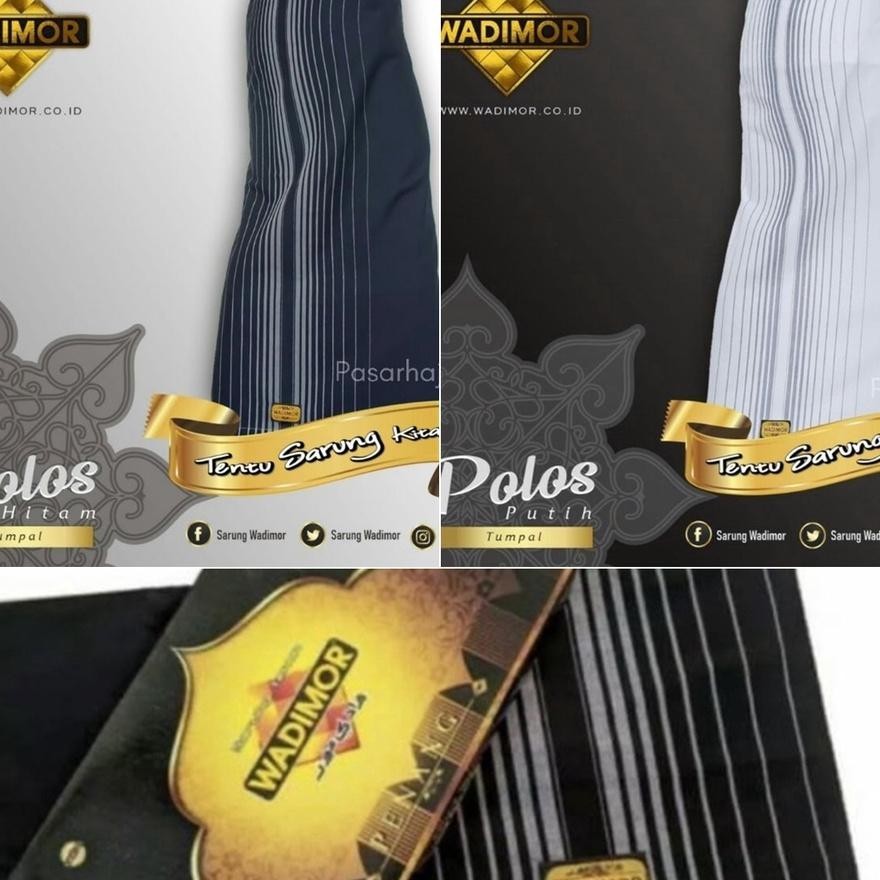 [Polos Tumpal] Sarung Bla & White Tumpal Garis Hitam Putih Kain Tenun Polos Sholat Shalat Dewasa Pri