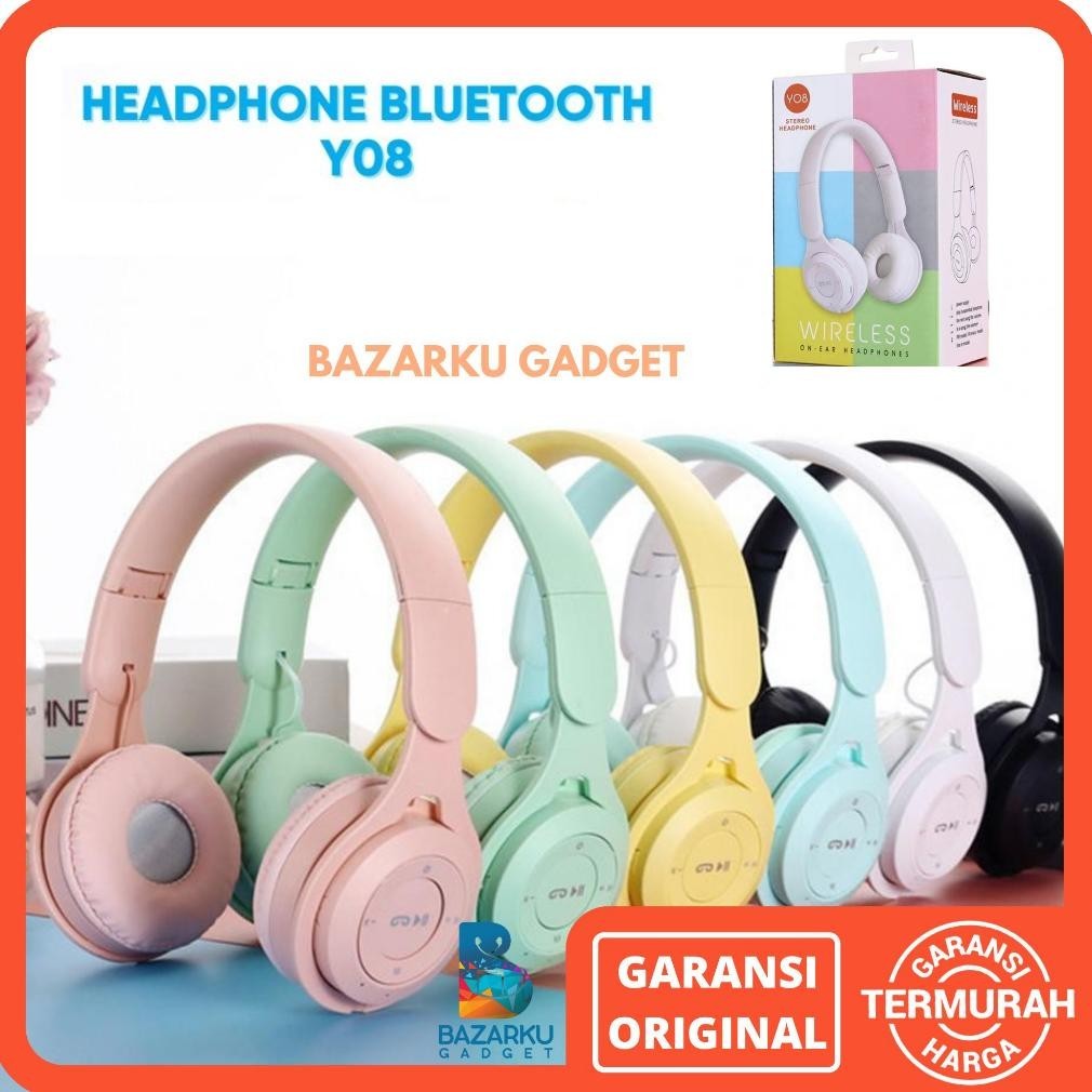 Promo Headphone Bluetooth Y08 Headset Bluetooth Macaron Y08 Headphone Macaron Y08 Headphone Y08