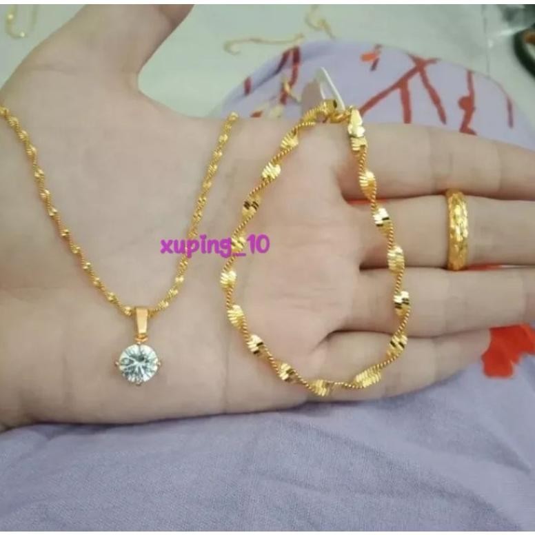 Terlaris Set Perhiasan Wanita Dewasa 25,Set Perhiasan Titanium Asli Anti Luntur Terbaru, Perhiasan 1