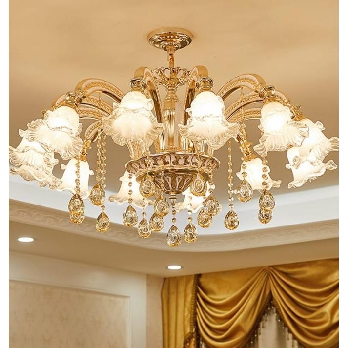 LAMPU HIAS GANTUNG KRISTAL BUNGA MEWAH / LAMPU GANTUNG RUANG TAMU