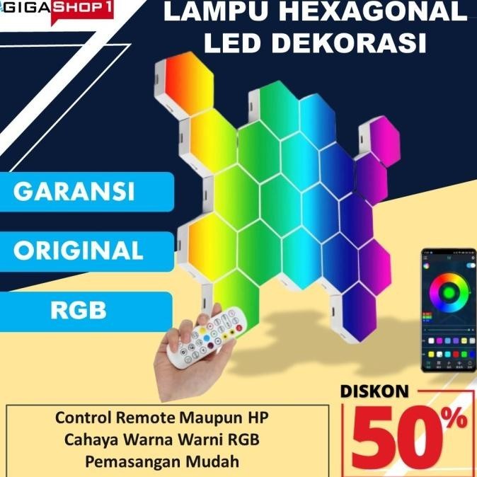 Lampu Dekorasi Hias Dinding LED RGB Hexagonal Ruang Tamu Kamar Gaming