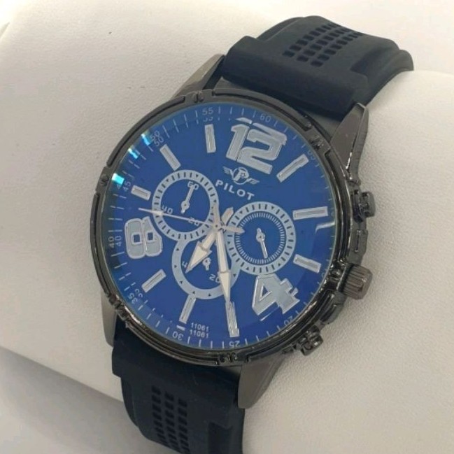 Jam Tangan Fashion Pria Pilot Karet Anti Air