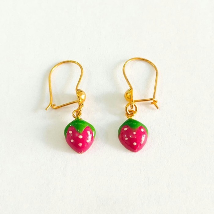PROMO STOCK TERBATAS ANTING ANAK MODEL STRAWBERRY EMAS ASLI