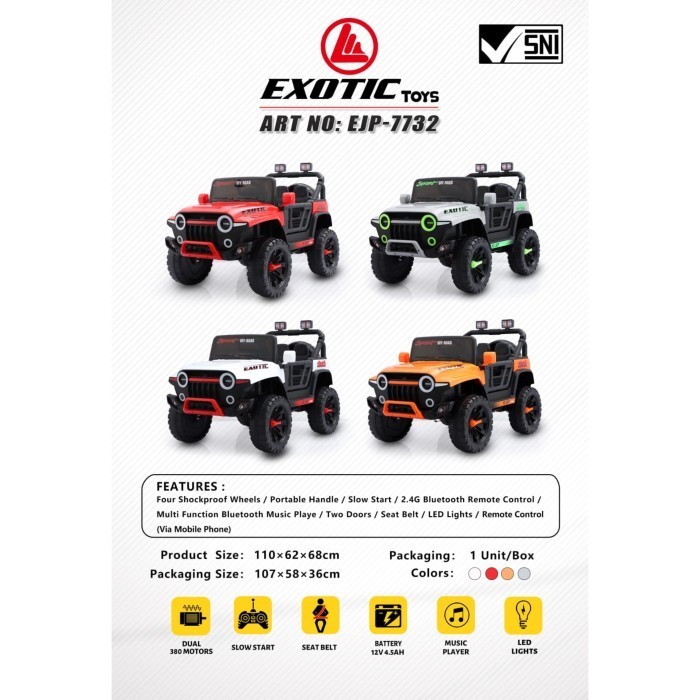 Mainan Anak Mobil Aki Jeep EJP 7732 EJP7732 EJP-7732 Offroad