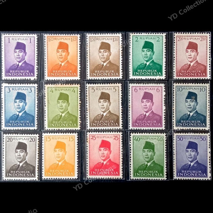 

MURAH P412 Prangko Indonesia 1951 - Soekarno Set 15 pcs mint