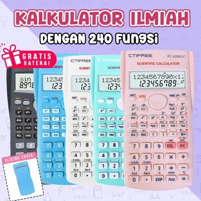 

$$$$] Kalkulator Scientific Calculator Ilmiah 240 Fungsi FC-82MS-C 5 Warna