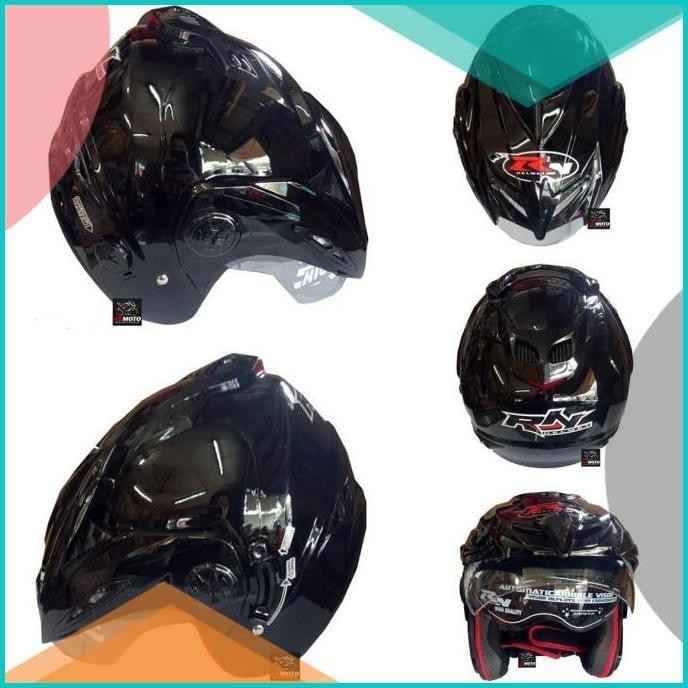 Helm RN Solid Black RN2PLSB Double Visior / Helm SNI / Helm Half Face